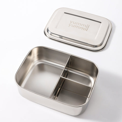 Bento Medium+ 3 madkasse med 3 rum - kemifri madkasse i rustfrit stål - Yummii Yummii
