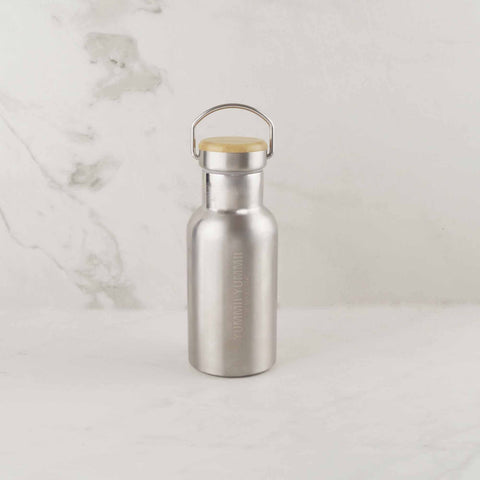 Yummii Yummii Termoflaske med bambus låg - 350 ml Thermo Bottles Stainless Steel 18/8