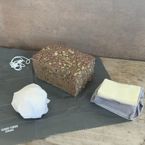 Bivokspapir Stonemix, firkantet - sæt med 3 stk. bivoksindpakning fra Yummii Yummii i GOTS-certificeret bomuld