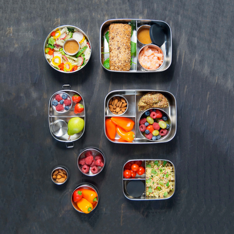 Blandet Bento Pakke – Sett med 4 matbokser i rustfritt stål