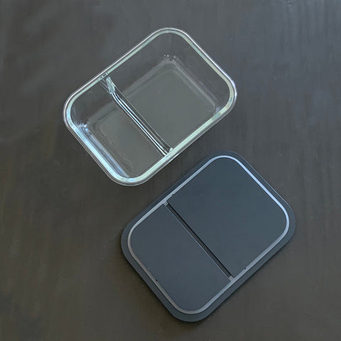 Yummii Yummii Glasbeholder Stone Large 2 - kemifri meal prep-glasbeholder med 2 rum, design: Stone