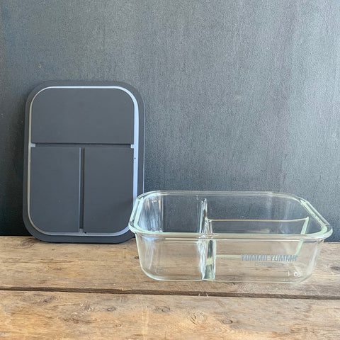 Yummii Yummii Glasbeholder Stone Large 3 - kemifri meal prep-glasbeholder med 3 rum, design: Stone