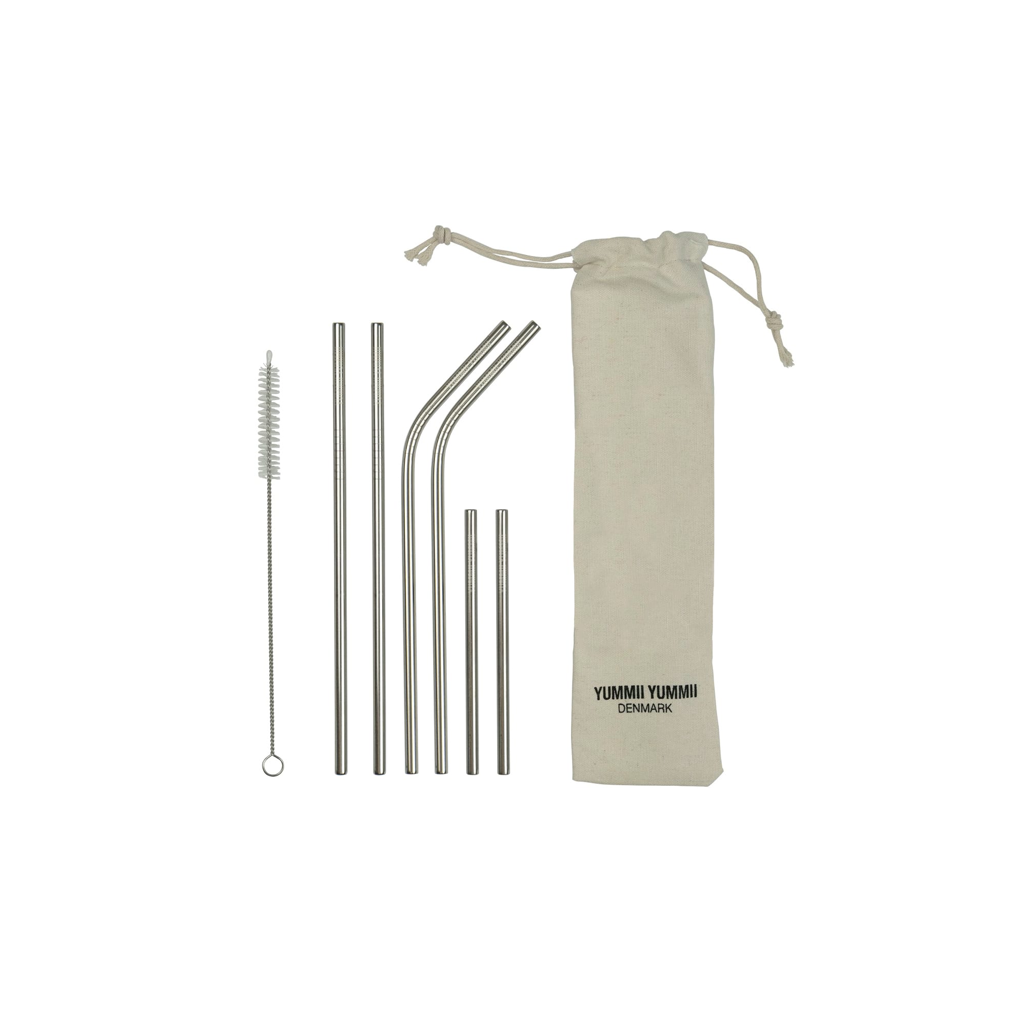 Yummii Yummii Stålsugerør 6-pak Kombi Reusable Straws Stainless Steel 18/8